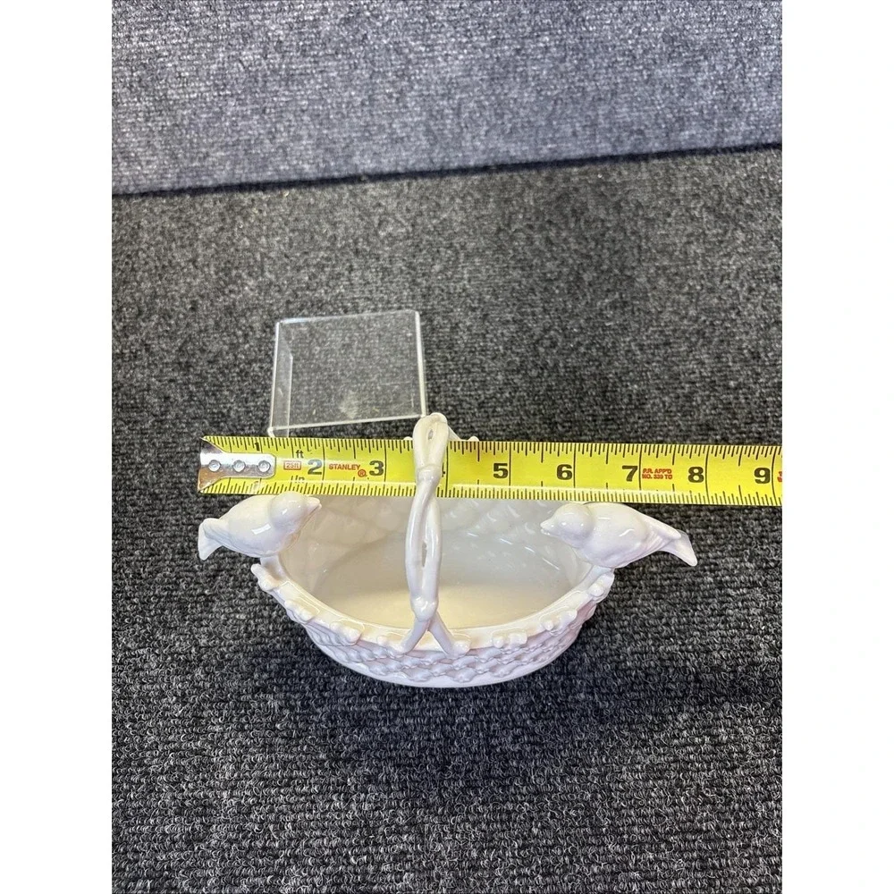 Grace's Teaware~Glass Basket with 2 Birds and a Handle~Trinket Dish/Candy Dish